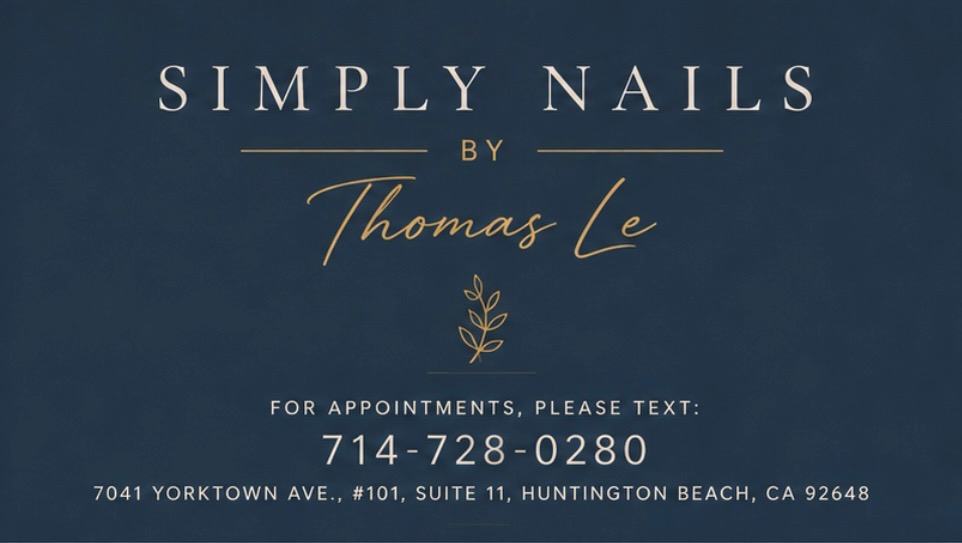 Simply Nails by Thomas Le appointment card